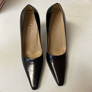 Gucci Vintage Authentic Brown Leather Heel Pumps Made In Italy Size 5 1/2